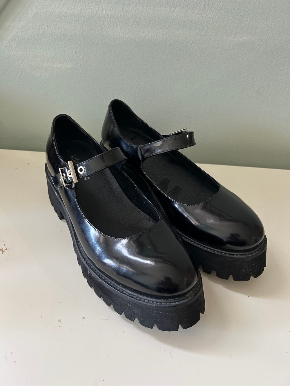 Jeffrey Campbell Black Patent Mary Jane Platform Shoes